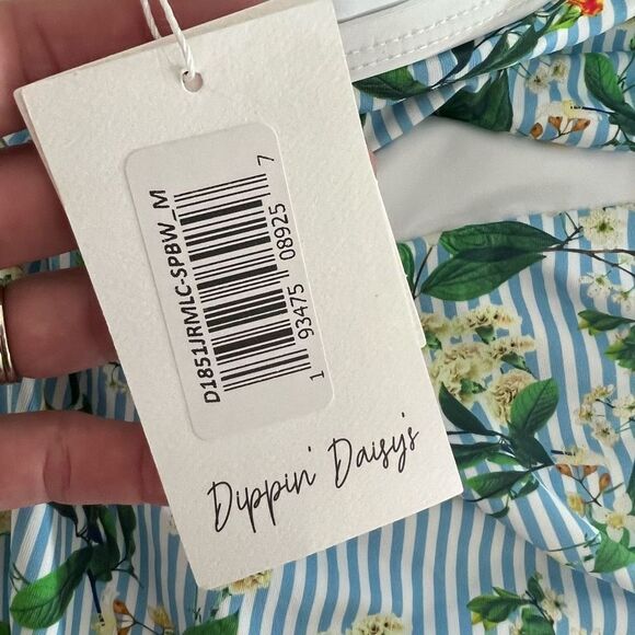 Dippin Daisy's Women's Multicolor Floral Striped One Piece Swimsuit Medium NWT - Picture 9 of 13